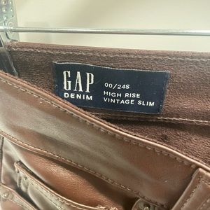 Faux brown leather pants